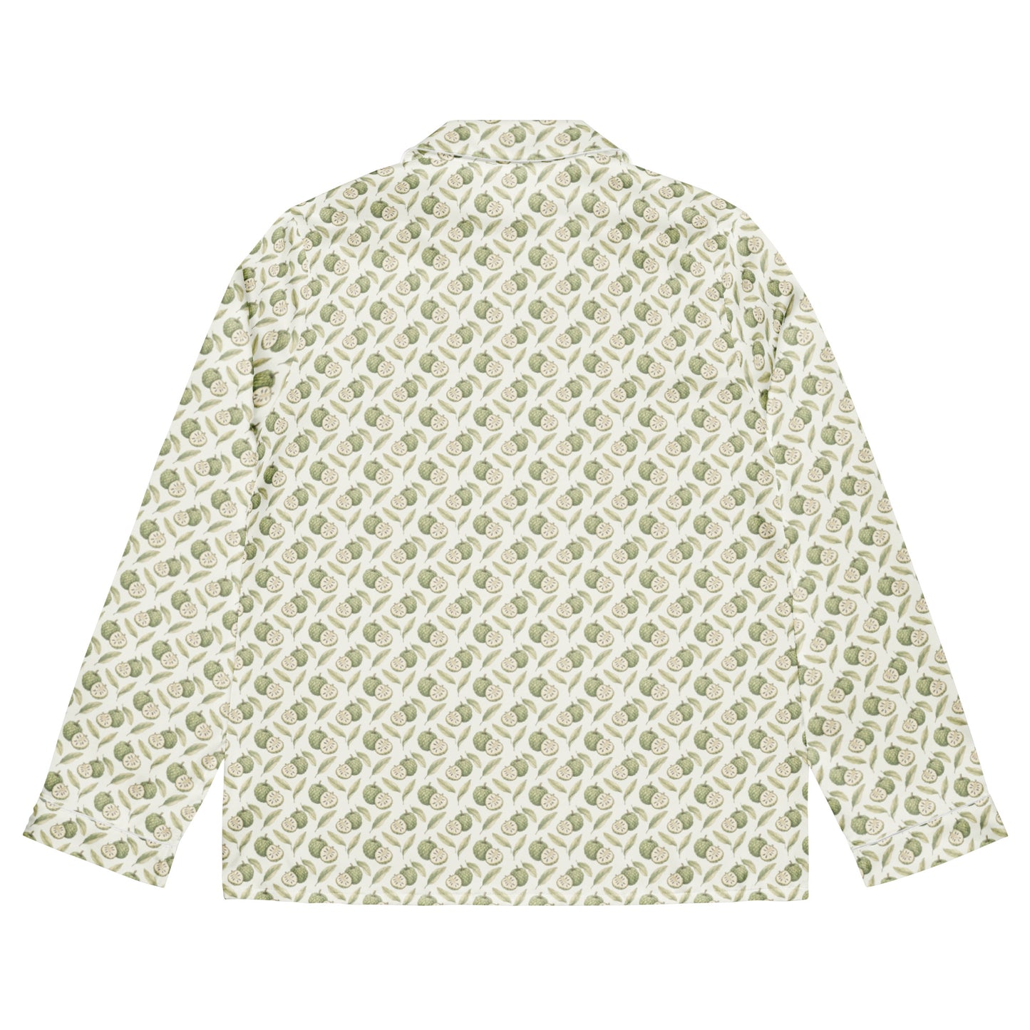 Back view of sitaphal custard apple fruit print pajama top inspired by South Asian nostalgia and heritage