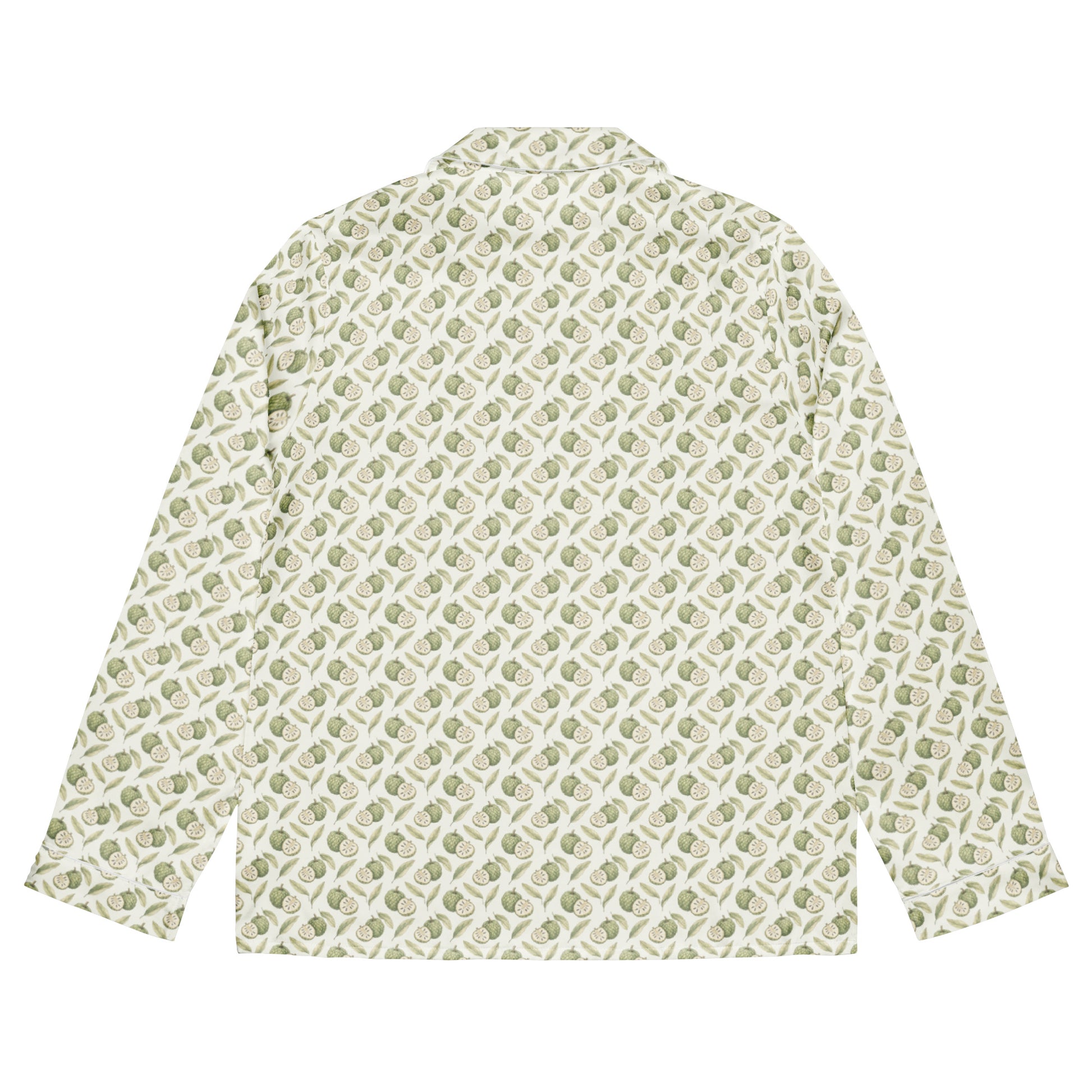 Back view of sitaphal custard apple fruit print pajama top inspired by South Asian nostalgia and heritage