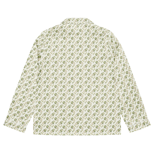 Back view of sitaphal custard apple fruit print pajama top inspired by South Asian nostalgia and heritage