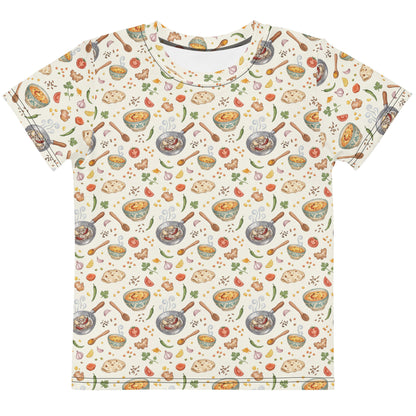 Front view of tadka daal print little kids tee