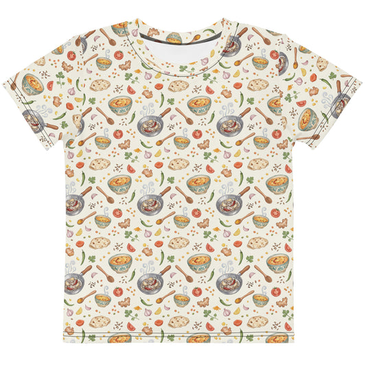 Front view of tadka daal print little kids tee