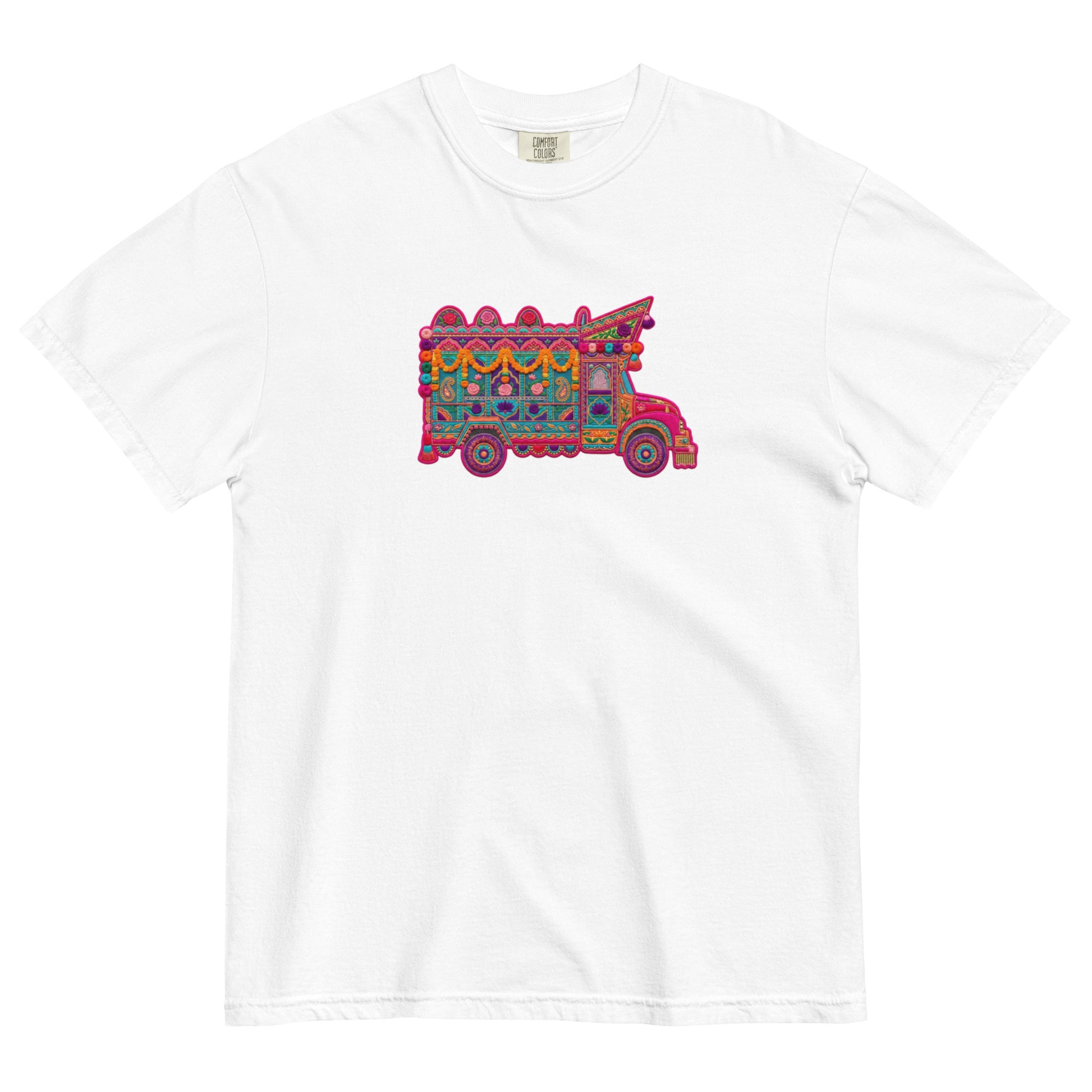 Front view of Pakistani truck art graphic tee