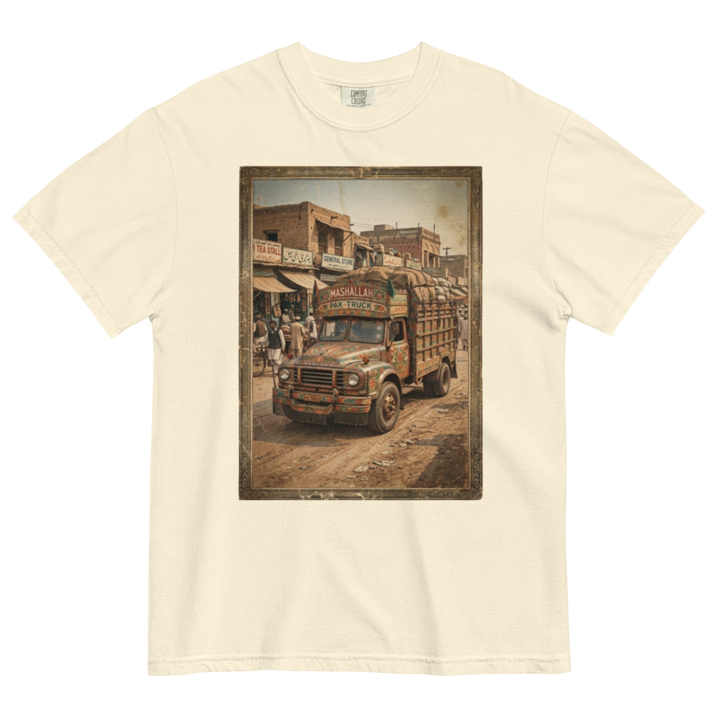 Front view of truck art inspired poster tee