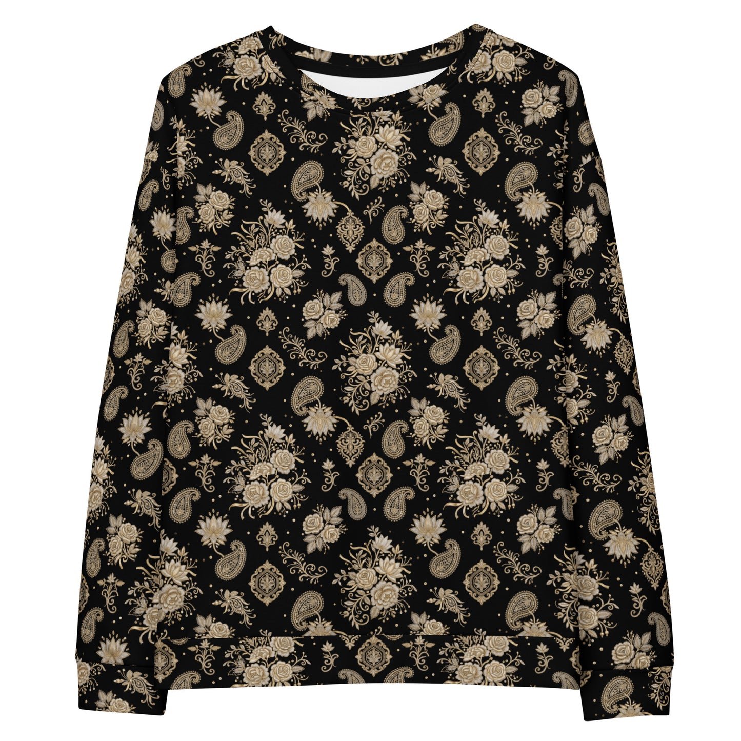 Front view of zardozi inspired crewneck