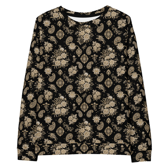 Front view of zardozi inspired crewneck